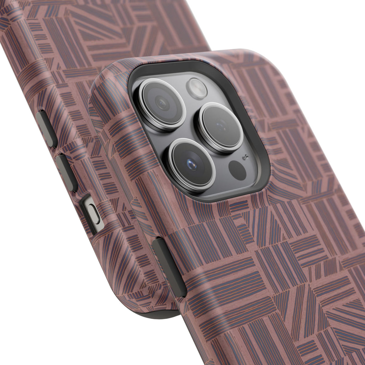 Impact Resistant Iphone 17 Pro Max Case - MagSafe Dual-Layer Geometric Brown Design