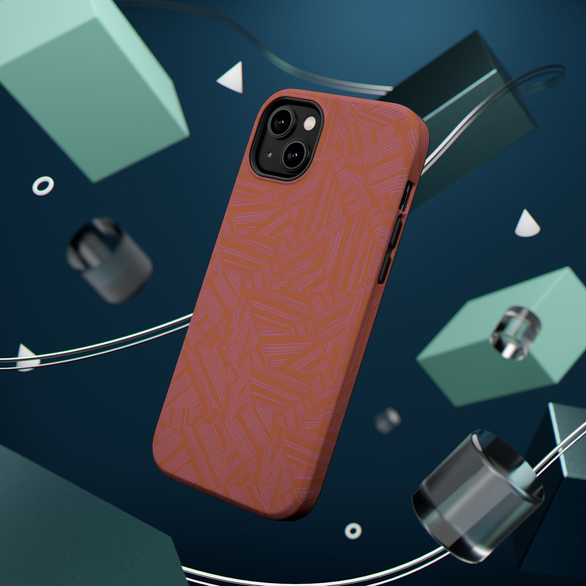 Protective iPhone 18 Pro Max Case With Terracotta Geometric MagSafe Impact Resistance