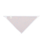 Back view of Pet Bandana — Abstract Swirl Purple & Orange Pattern designed for dogs. This pet bandana for dogs showcases a clean white reverse side, ideal for showcasing this vibrant swirl pattern. Perfect for everyday pet use or festive occasions, such as Halloween, it's a lovely choice for both small dog bandana and large dog bandana needs, blending style with comfort in boho pet wear.