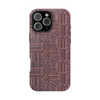 MagSafe Impact Resistant Phone Case - Geometric Brown Pattern, Dual-Layer Protection, precision camera cutout; impact resistant iphone 17 pro max case