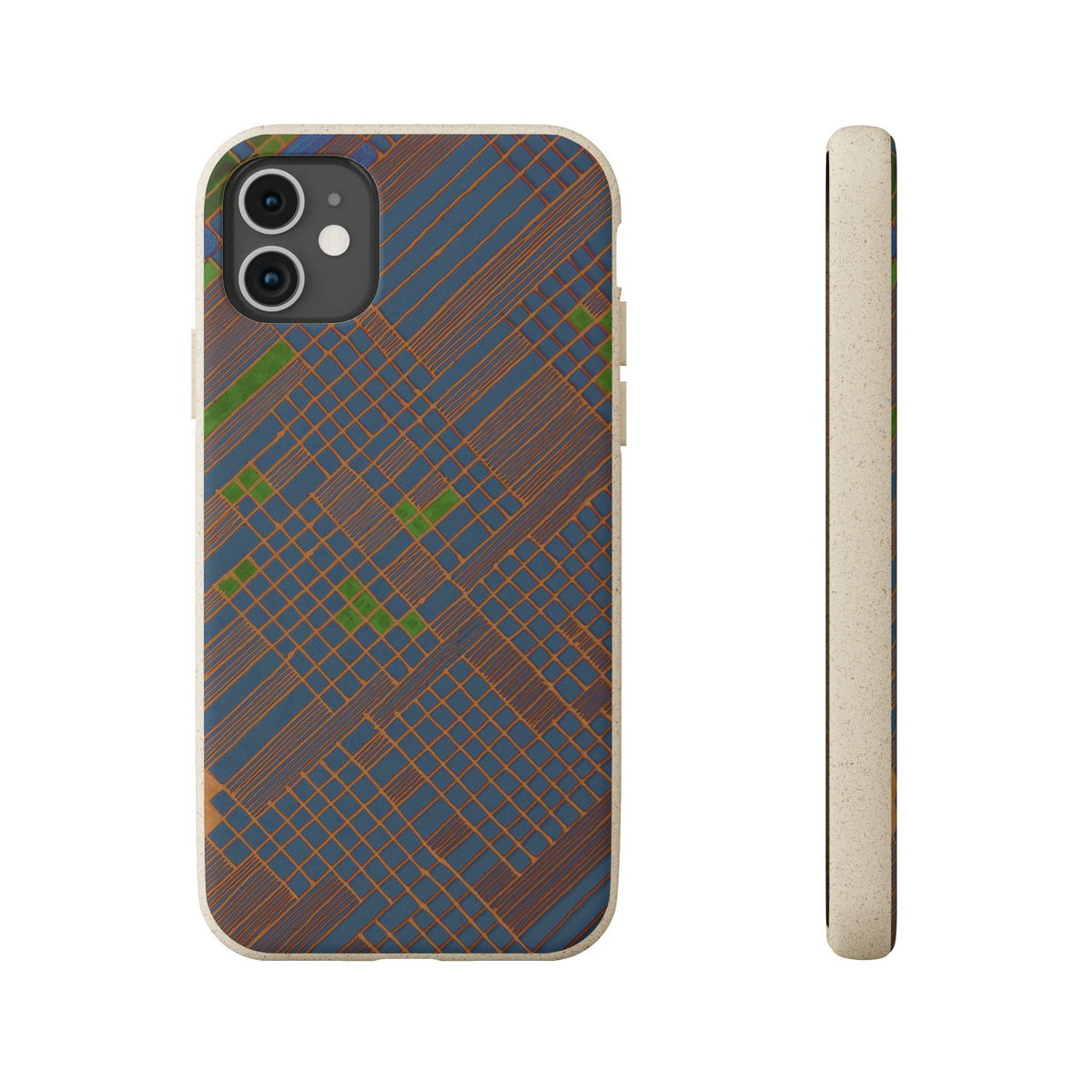 Biodegradable Phone Case — Earthy Geometric Plaid Eco-Friendly Cover, eco friendly phone case product image