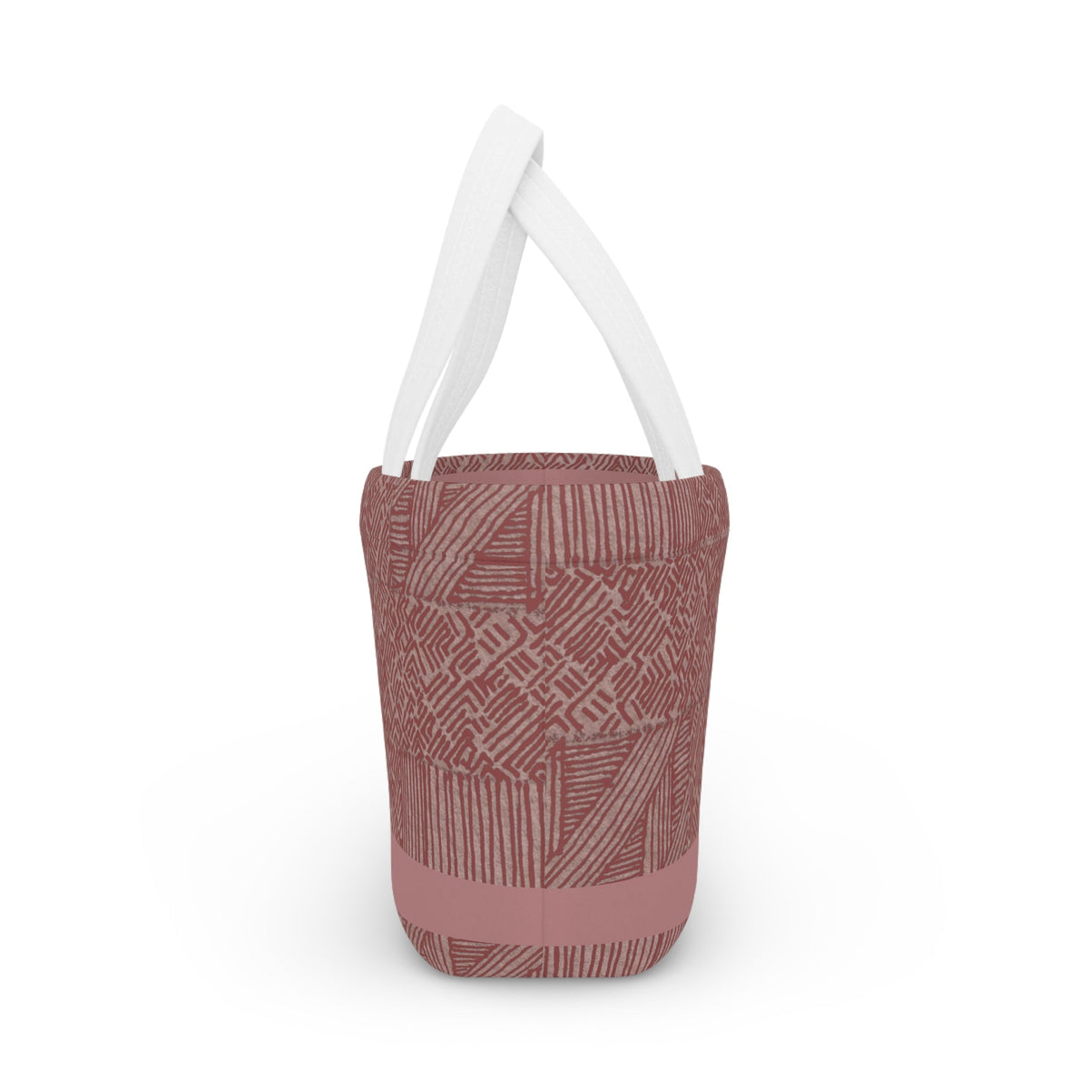 Insulated Geometric Pattern Lunch Bag — Dusty Rose Tote for Work & School. This unique and spacious lunch bag offers a contemporary design in dusty rose, making it the ideal insulated lunch bag for anyone. Whether for work or school, it stands out as a cute lunch bag and practical everyday lunch solution.