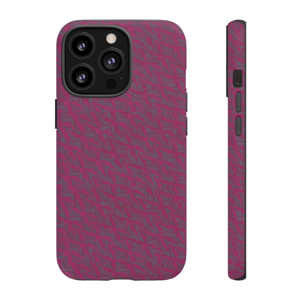 Pink Textured Tough Phone Case — Protective Slim iPhone Cover, durable wireless charging case