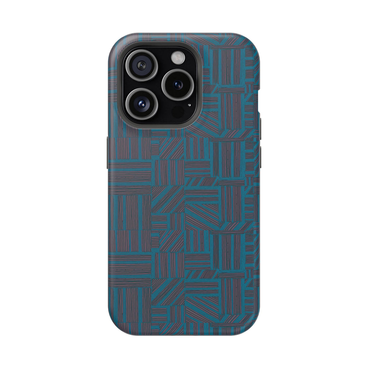 Impact Resistant Phone Case-20% OFF Entire Order, And Free Shipping, Teal Geometric MagSafe protective case for a dual-camera iPhone; impact resistant iphone 17 case-20% OFF Entire Order, and Free Shipping.