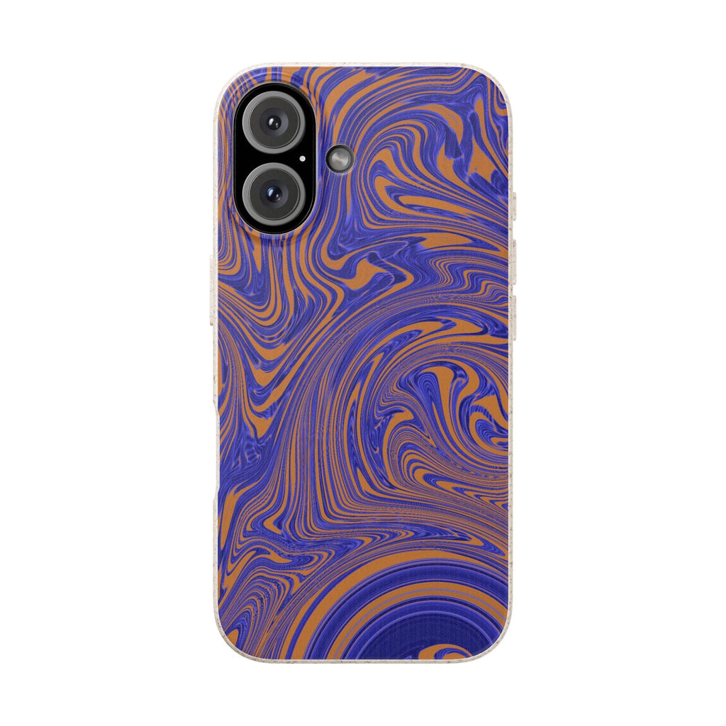 Biodegradable Marble Swirl Phone Case — Purple & Orange Eco-Friendly Protective Cover, front view; protective biodegradable case _CASETiFY5 alternative.