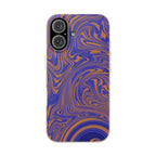 Biodegradable Marble Swirl Phone Case — Purple & Orange Eco-Friendly Protective Cover, front view; protective biodegradable case _CASETiFY5 alternative.