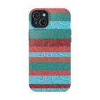Striped Teal & Coral Magnetic Impact Phone Case for triple-camera smartphone, Fractyl magsafe compatible iphone 18 pro max case