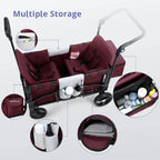Momfann 2-Seater All-Terrain Stroller Wagon for Kids in red with multiple storage compartments, momfann 2 seater folding stroller wagon organization, Momfann, Shopify Collective.