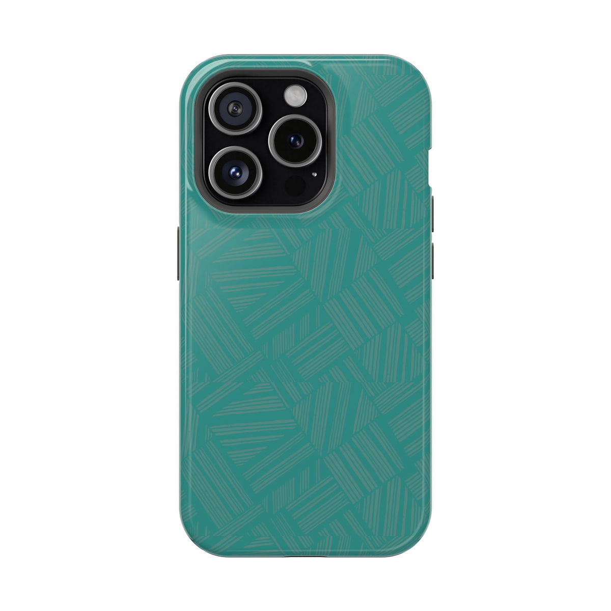 Magnetic Impact-Resistant Phone Case — Teal Geometric Protective Cover, magnetic iphone 18 pro case protective camera opening