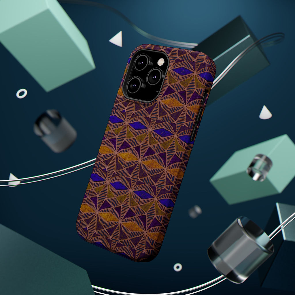 Phone Case — Geometric Tribal Pattern Magnetic Impact-Resistant Case, Fractyl impact resistant iphone 16 pro case with high-detail full-wrap tribal print.