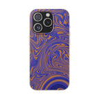 Biodegradable Marble Swirl Phone Case — Purple & Orange Eco-Friendly Protective Cover, close-up of raised camera rim; protective biodegradable case _CASETiFY5 alternative.