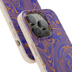 Biodegradable iPhone 17 Case – Purple Orange Marble Swirl Eco-Friendly Protection