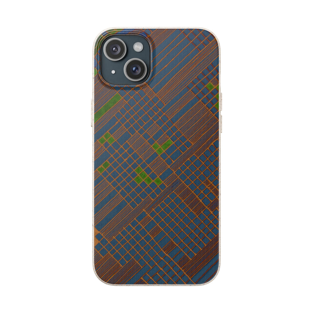 Biodegradable Phone Case — Earthy Geometric Plaid Eco-Friendly Cover, eco friendly phone case product image