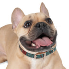 Silver buckle of the Marbled Swirl Dog Collar — Red & Teal Abstract Pet Collar, emphasizing the stylish hypoallergenic dog collar benefits.
