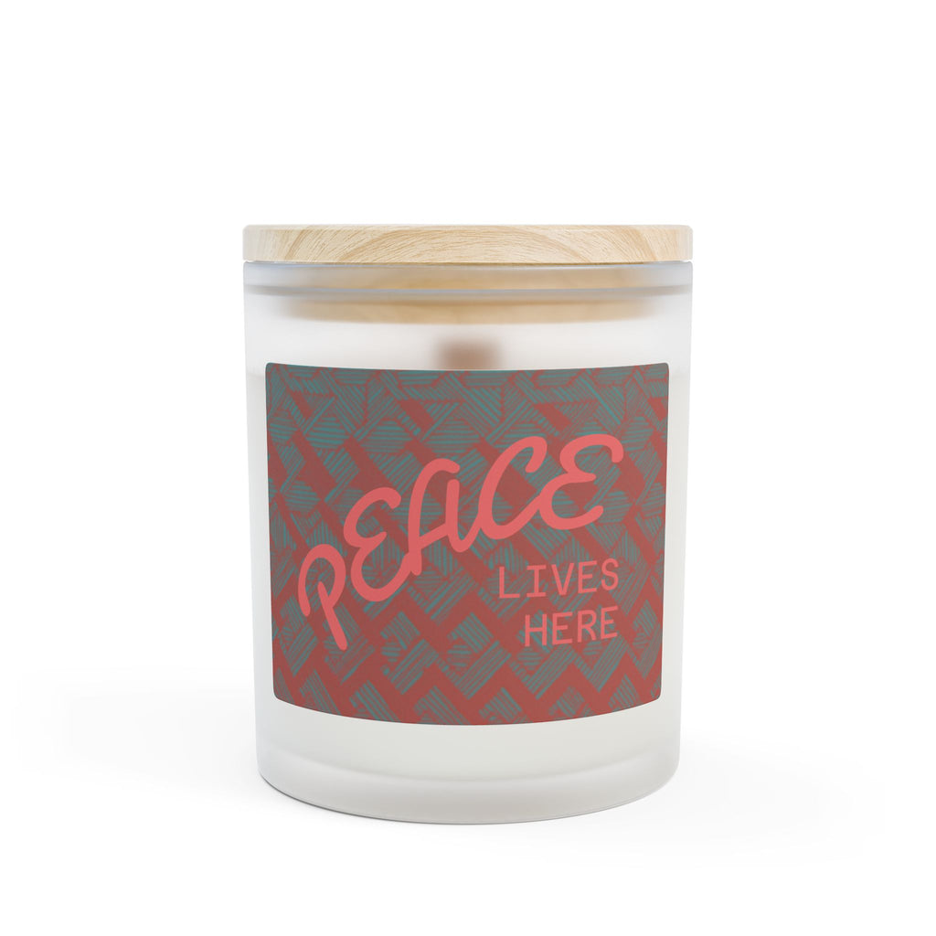 Frosted Glass Candle — Rustic Red Herringbone Scented Candle, 11oz