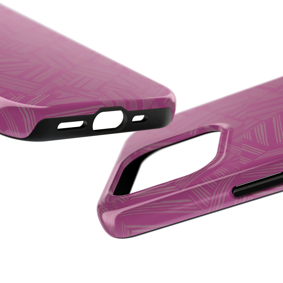 Magenta Geo Pattern Tough Phone Case — Protective Floral-Style Abstract Design, wireless charging iphone 18 pro case shown with layered protective construction.