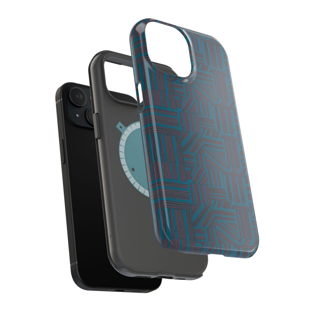Impact Resistant Phone Case-20% OFF Entire Order, And Free Shipping, Teal Geometric MagSafe protective cover with precision camera cutout; impact resistant iphone 17 case-20% OFF Entire Order, and Free Shipping.
