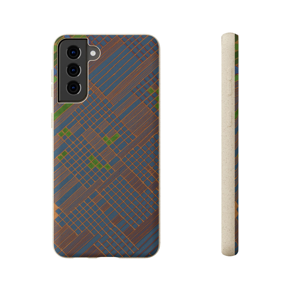 Biodegradable Phone Case — Earthy Geometric Plaid Eco-Friendly Cover, eco friendly phone case product image