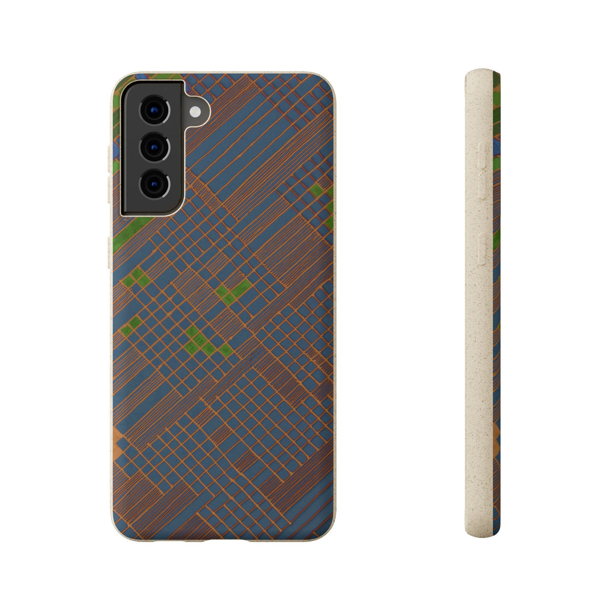 Biodegradable Phone Case — Earthy Geometric Plaid Eco-Friendly Cover, eco friendly phone case product image