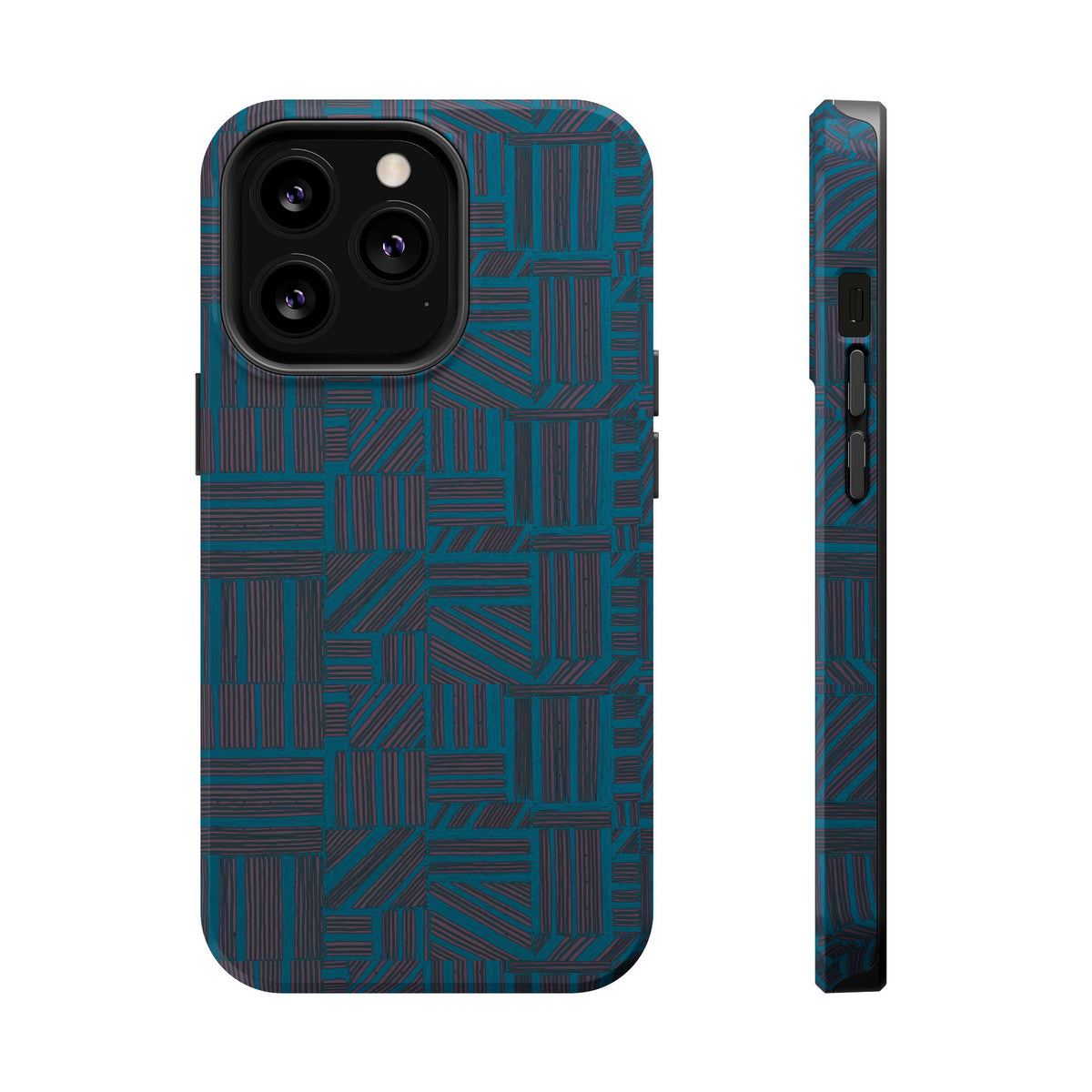 Impact Resistant Phone Case-20% OFF Entire Order, And Free Shipping, Teal Geometric MagSafe triple-camera phone case; impact resistant iphone 17 case-20% OFF Entire Order, and Free Shipping.