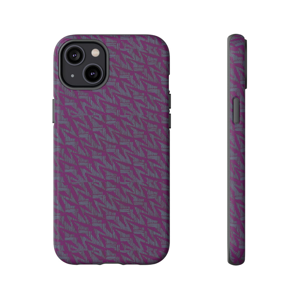 Purple Geometric Tough Phone Case — Protective Slim Phone Cover, full-wrap geometric pattern on phone case, shockproof iphone 17 pro cover