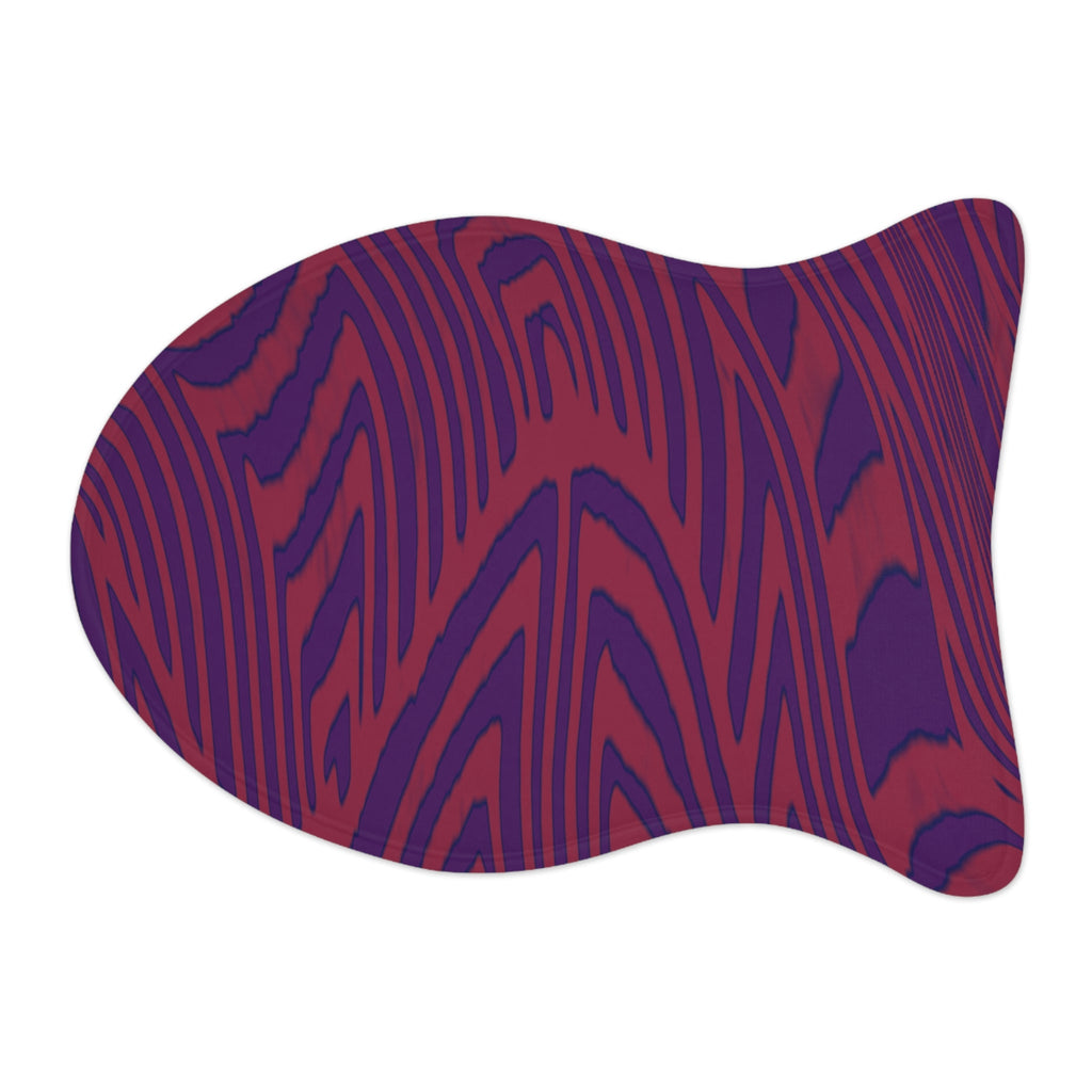 Unique fish-shaped Pet Feeding Mat featuring a bold wood grain print in plum and berry colors. This memory foam dog mat combines fun design with practicality, serving as a pet bowl mat for both dogs and cats. Perfect as a boho pet mat, it offers a non-slip surface and is easy to wash. Ideal for small dogs, this modern pet mat adds charm to your feeding corner.
