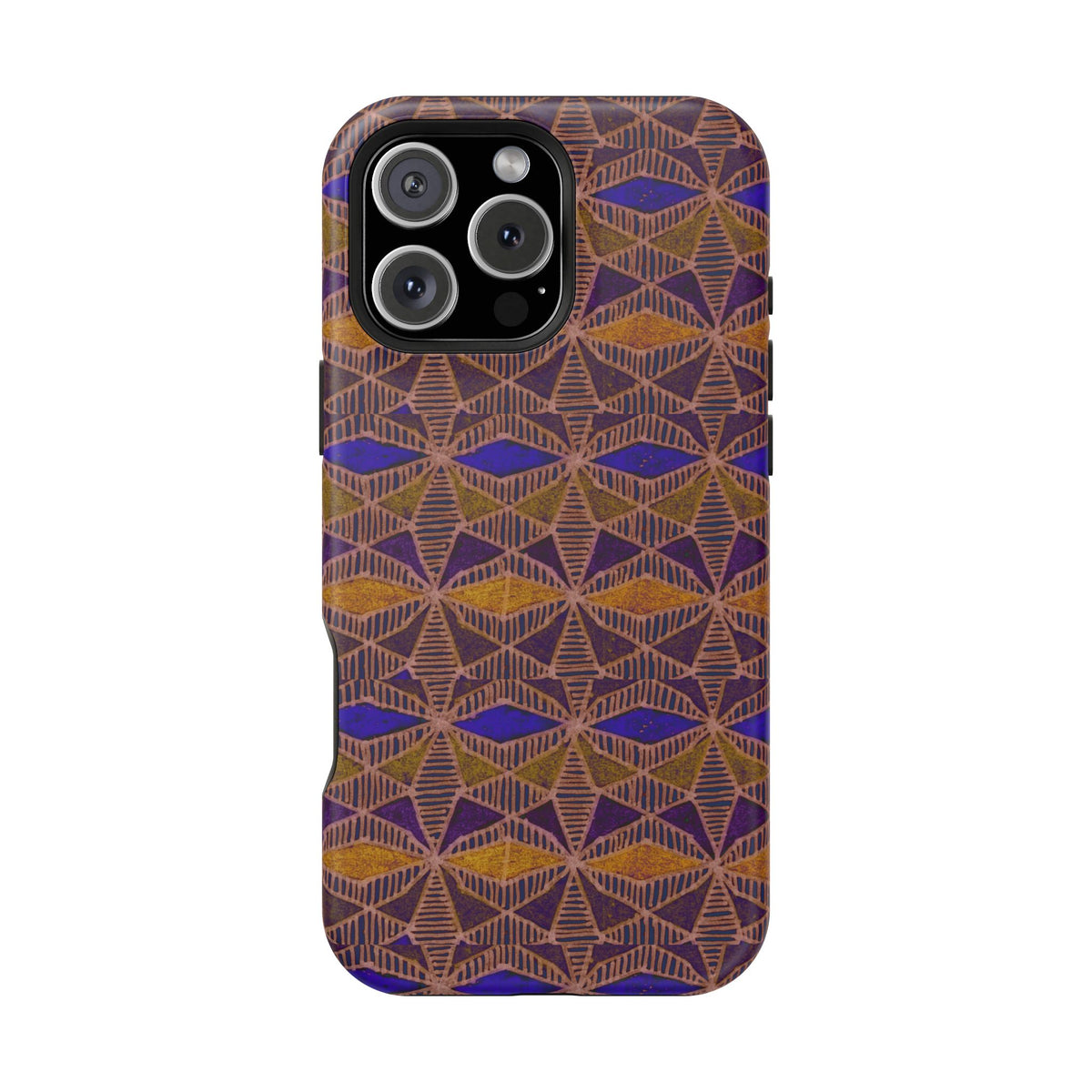Phone Case — Geometric Tribal Pattern Magnetic Impact-Resistant Case, Fractyl impact resistant iphone 16 pro case featuring rich tribal geometry across the entire phone back.