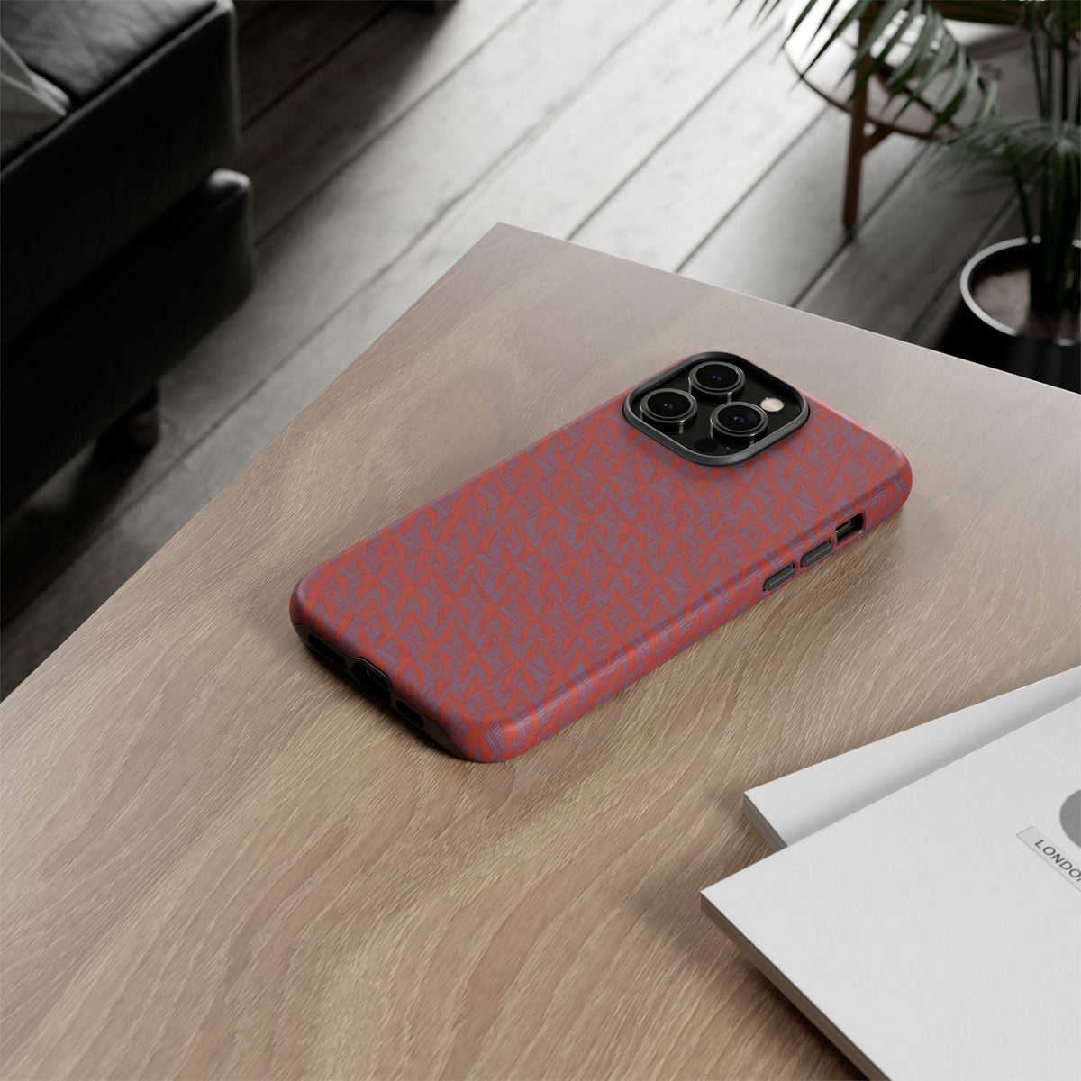 Wireless Charging iPhone 17 ProMax Case – Rugged Red Pebble Texture Shockproof Cover
