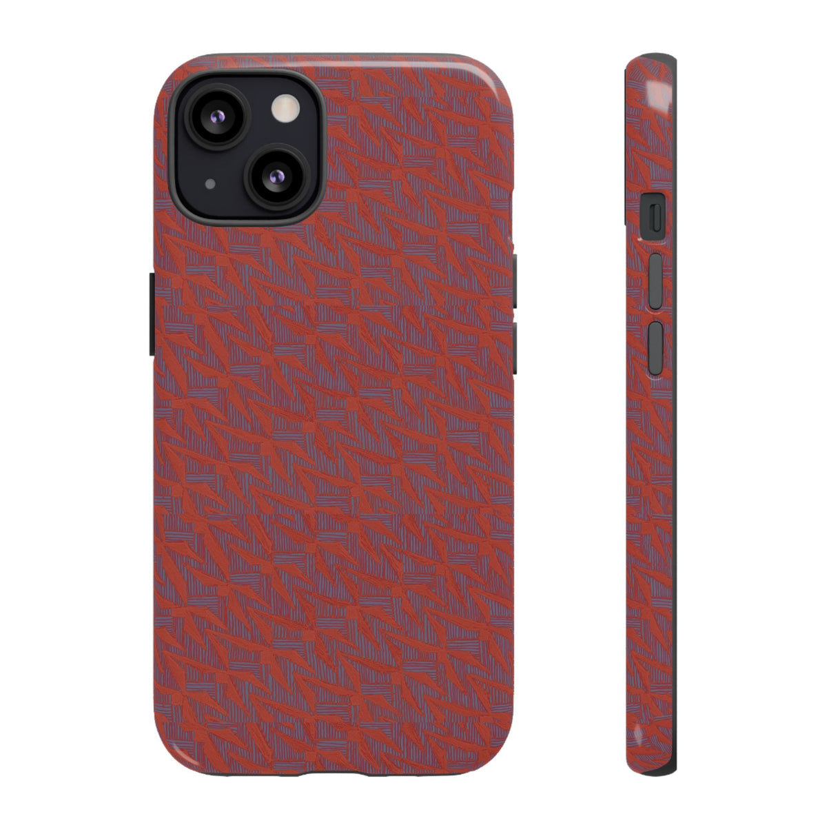 Red Pebble Texture Tough Phone Case — Rugged Shockproof iPhone Cover, wireless charging iphone 17 promax case with protective camera surround