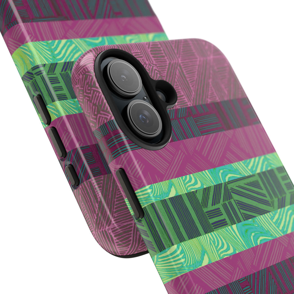 Fractyl Glossy Protective iPhone 18 Pro Max Case – Geometric Teal Shockproof Design
