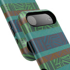 Geometric Green Wireless Charging iPhone 16 Pro Max Case - Impact-Resistant Dual-Layer