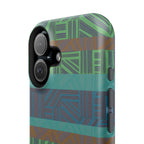 Geometric Green Wireless Charging iPhone 16 Pro Max Case - Impact-Resistant Dual-Layer