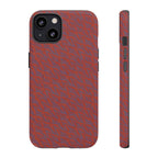 Red Pebble Texture Tough Phone Case — Rugged Shockproof iPhone Cover, wireless charging iphone 17 promax case rear view in red pebble texture