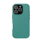 Magnetic Impact-Resistant Phone Case — Teal Geometric Protective Cover, magnetic iphone 18 pro case triple-camera protection