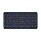 Striped Geometric Desk Mat — Dark Green & Navy Patterned Workspace Pad