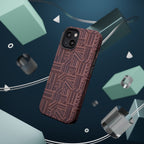 MagSafe Impact Resistant Phone Case - Geometric Brown Pattern, Dual-Layer Protection, close-up of glossy geometric finish; impact resistant iphone 17 pro max case