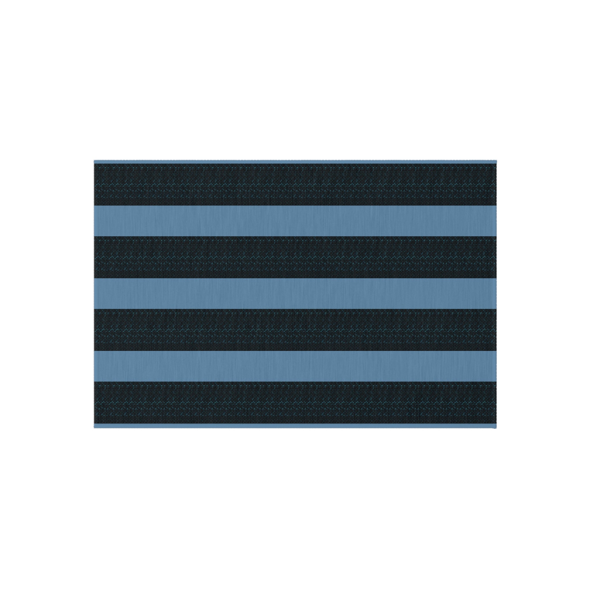 Striped Outdoor Rug — Blue & Black Patio Mat