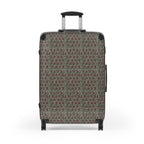 Houndstooth Carry-On Suitcase – Retro Red & Green Patterned Travel Luggage, hard shell carry on front-facing view featuring a retro red and green pattern