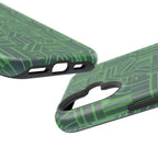 Green Dual Layer iPhone 17 Pro Phone Case, Geometric MagSafe 2-Layer Impact Protection