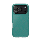 Magnetic Impact-Resistant Phone Case — Teal Geometric Protective Cover, magnetic iphone 18 pro case with embedded MagSafe magnet ring