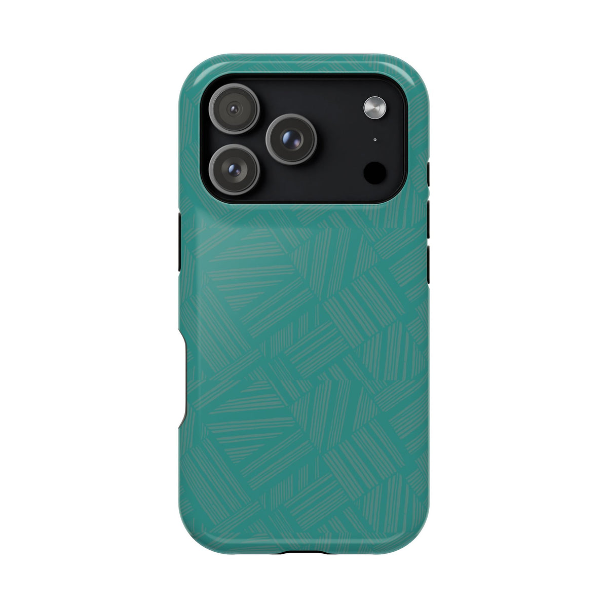 Magnetic Impact-Resistant Phone Case — Teal Geometric Protective Cover, magnetic iphone 18 pro case with embedded MagSafe magnet ring