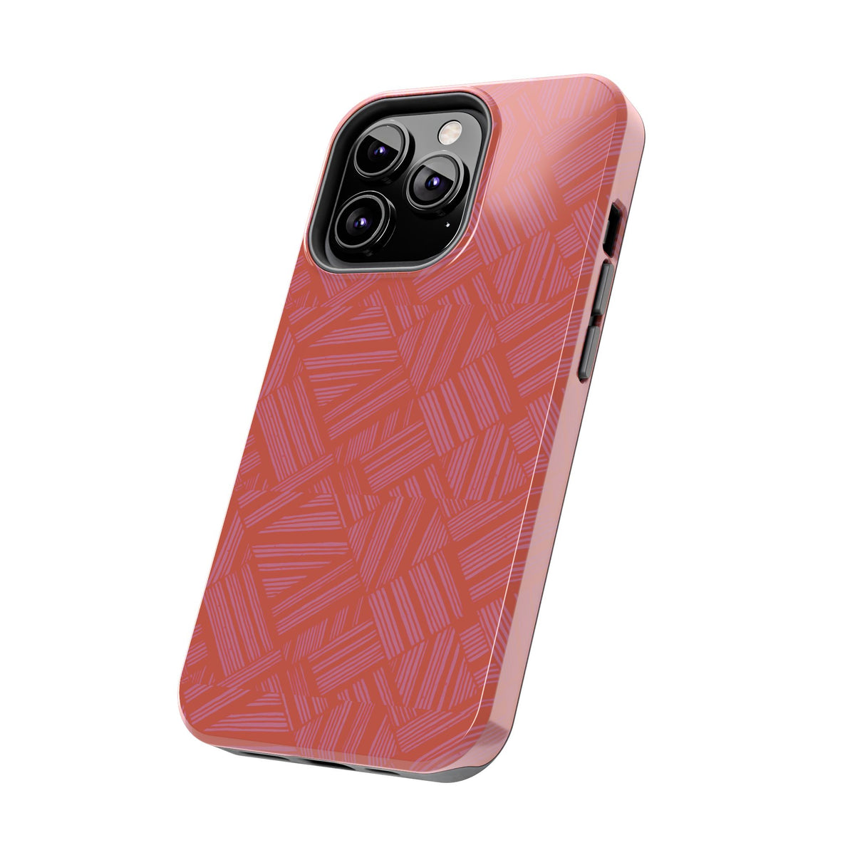 Tough Phone Case — Geometric Coral Pattern Protective Cover, shockproof iphone 18 pro case shown at an angled desk view