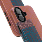 Abstract Geometric Tough Phone Case — Retro Block Pattern, retro iphone 18 pro max case with open charging ports and comfortable slim-fit design.