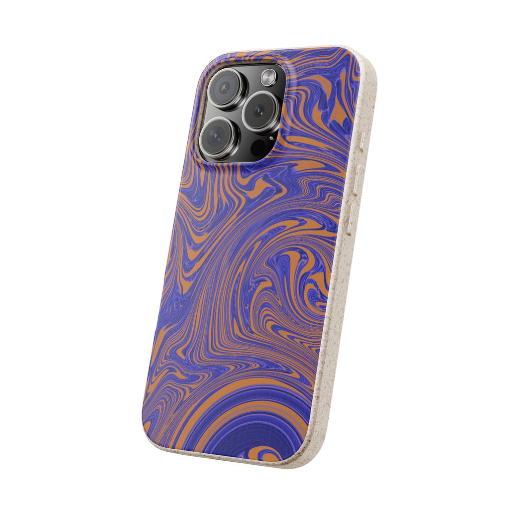 Biodegradable iPhone 17 Case – Purple Orange Marble Swirl Eco-Friendly Protection