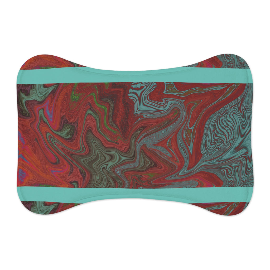 Marbled Red & Teal Pet Feeding Mat — Non-Slip Dog & Cat Placemat showcasing a vibrant marbled design, perfect for colorful pet dining spaces. Featuring a non-slip dog placemat functionality.