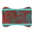 Marbled Red & Teal Pet Feeding Mat — Non-Slip Dog & Cat Placemat showcasing a vibrant marbled design, perfect for colorful pet dining spaces. Featuring a non-slip dog placemat functionality.