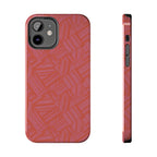 Tough Phone Case — Geometric Coral Pattern Protective Cover, shockproof iphone 18 pro case shown with rear and side views