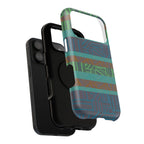 Geometric Green Wireless Charging iPhone 16 Pro Max Case - Impact-Resistant Dual-Layer