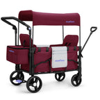 Momfann 2-Seater All-Terrain Stroller Wagon for Kids in red with canopy, storage pockets, and dual handles, momfann 2 seater folding stroller wagon, Momfann, Shopify Collective.