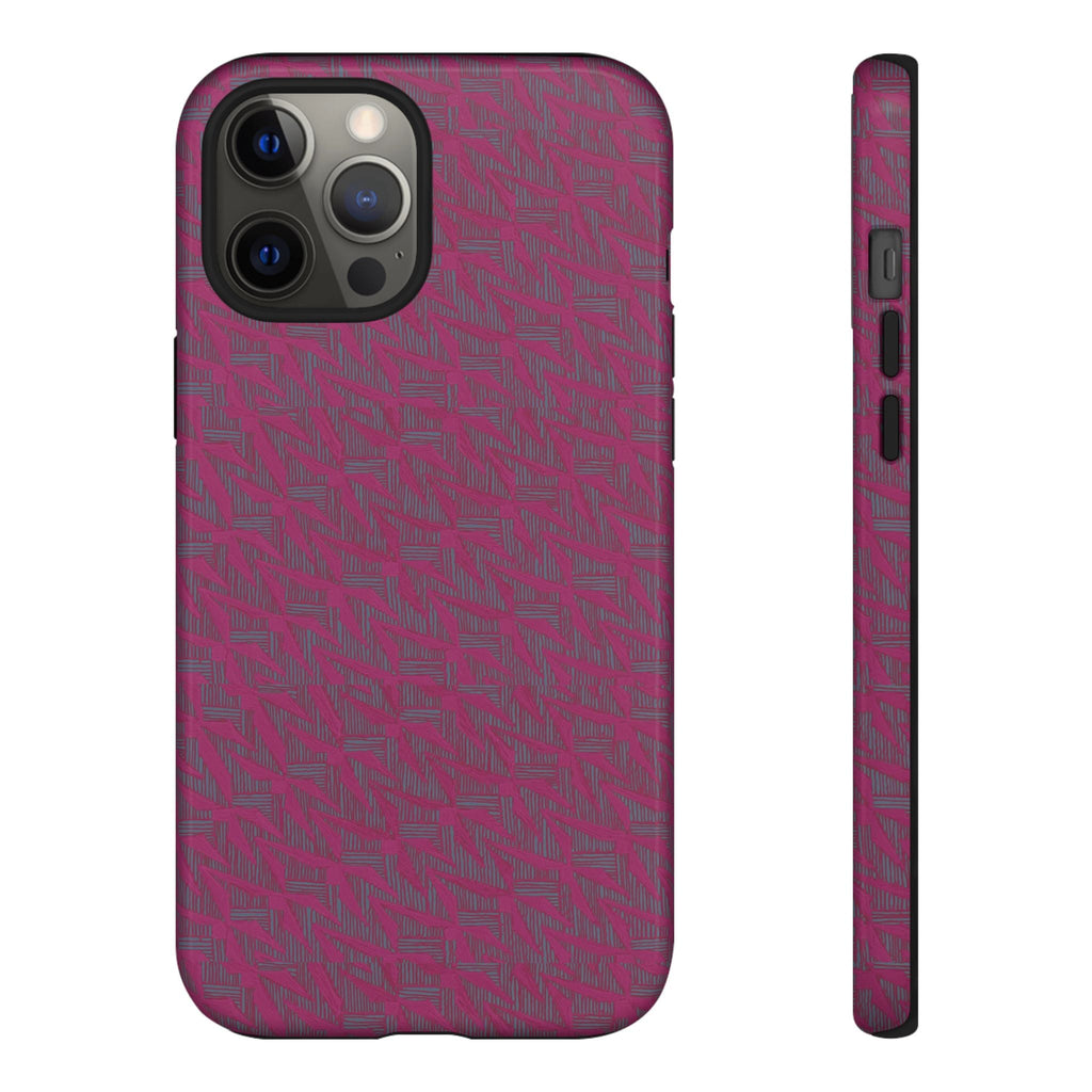 Pink Textured Tough Phone Case — Protective Slim iPhone Cover, durable wireless charging case